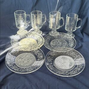 Floral Etched Glass Dinnerware Set